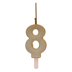 Number 8 Sparkling Gold Birthday Candle