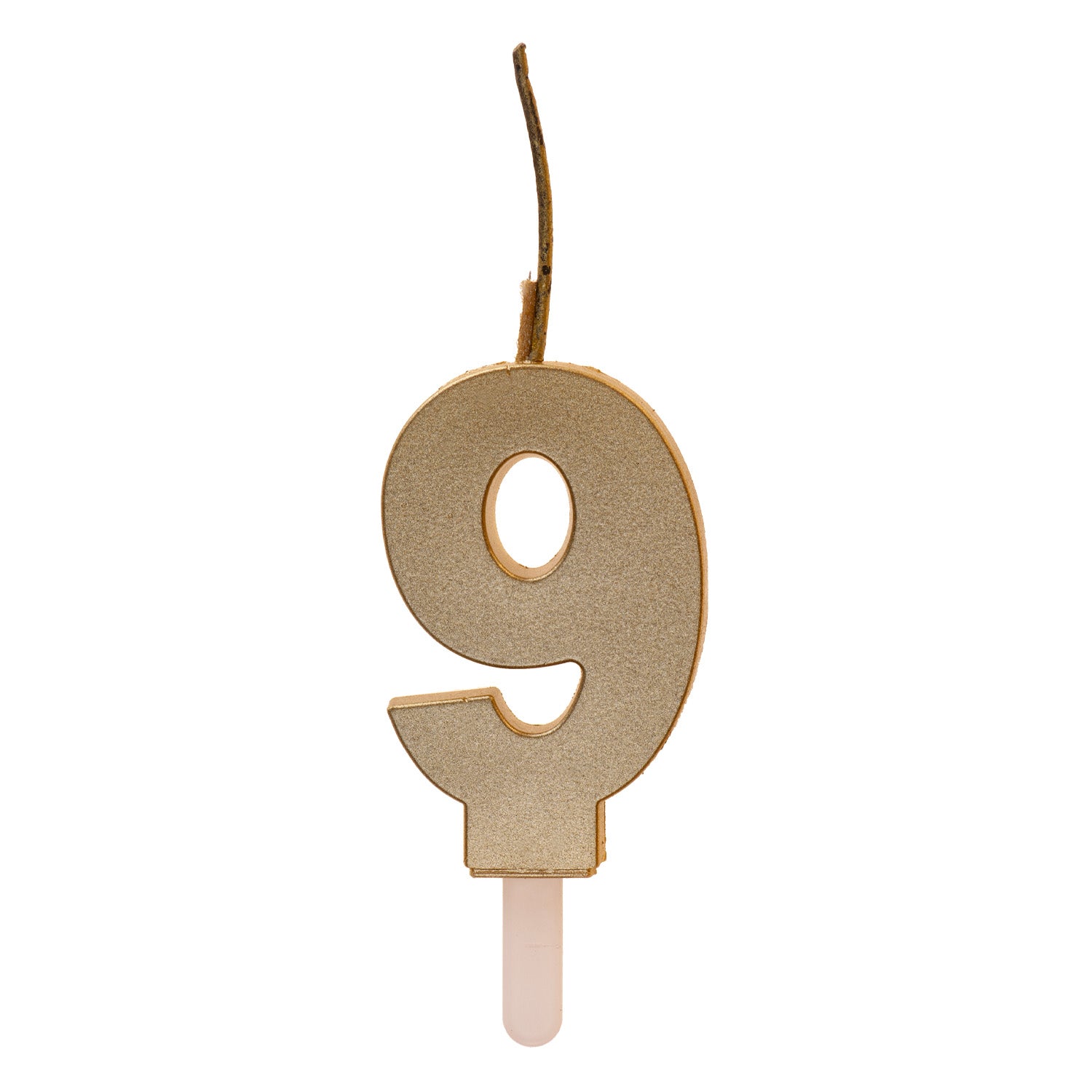 Number 9 Sparkling Gold Birthday Candle