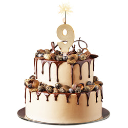 Number 9 Sparkling Gold Birthday Candle