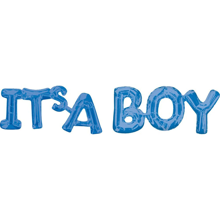 It's A Boy Blue Block Phrase Foil Balloon Balloons & Streamers - Party Centre