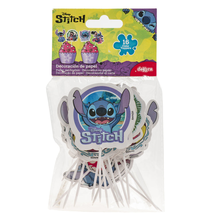 Disney Stitch Paper Cake Toppers 16pcs