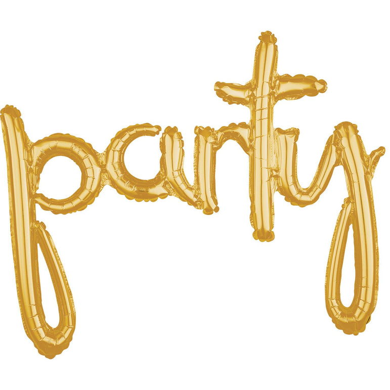 Party Script Phrase Gold Foil Balloon 99x78cm Balloons & Streamers - Party Centre