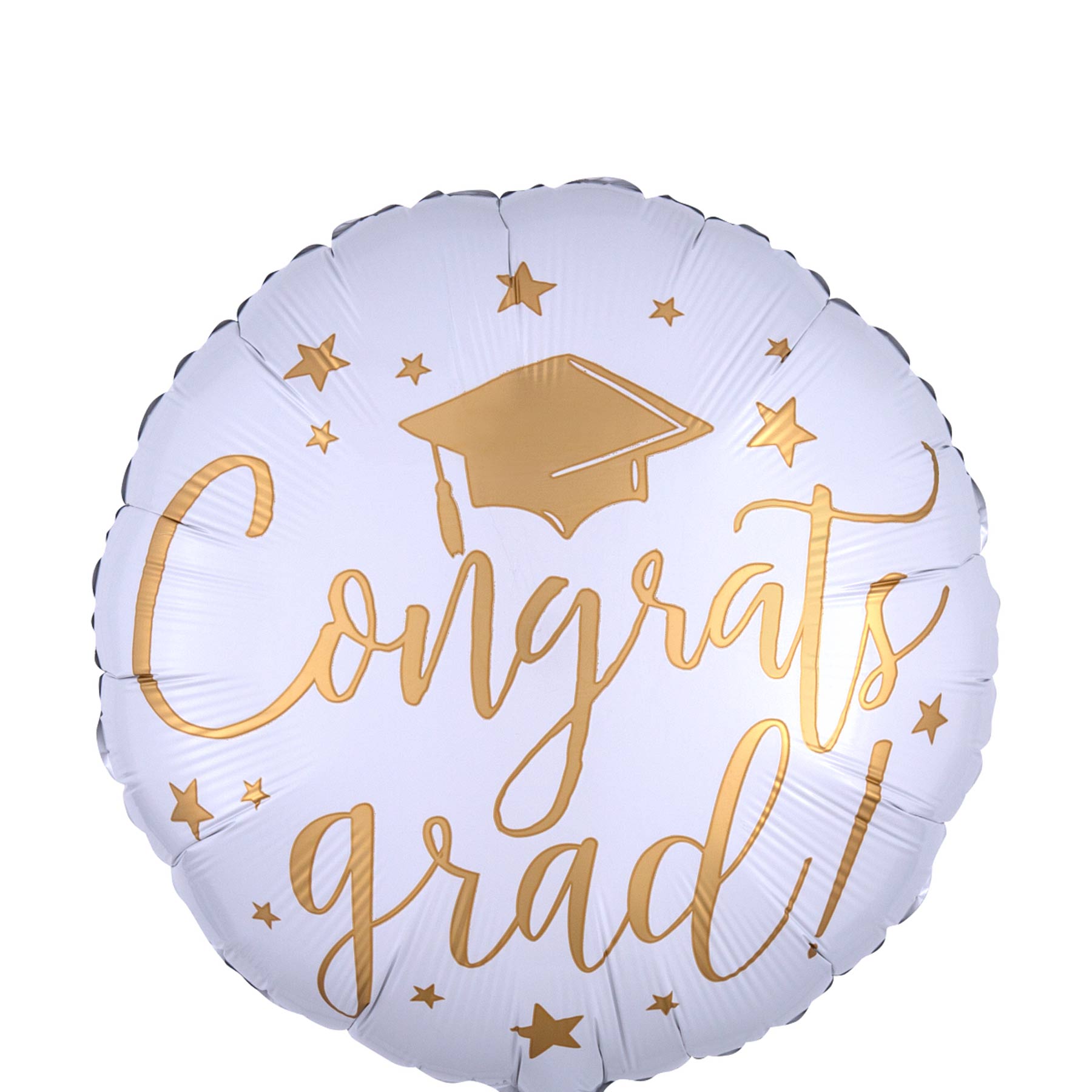 Congrats Grad White & Gold Foil Balloon 45cm