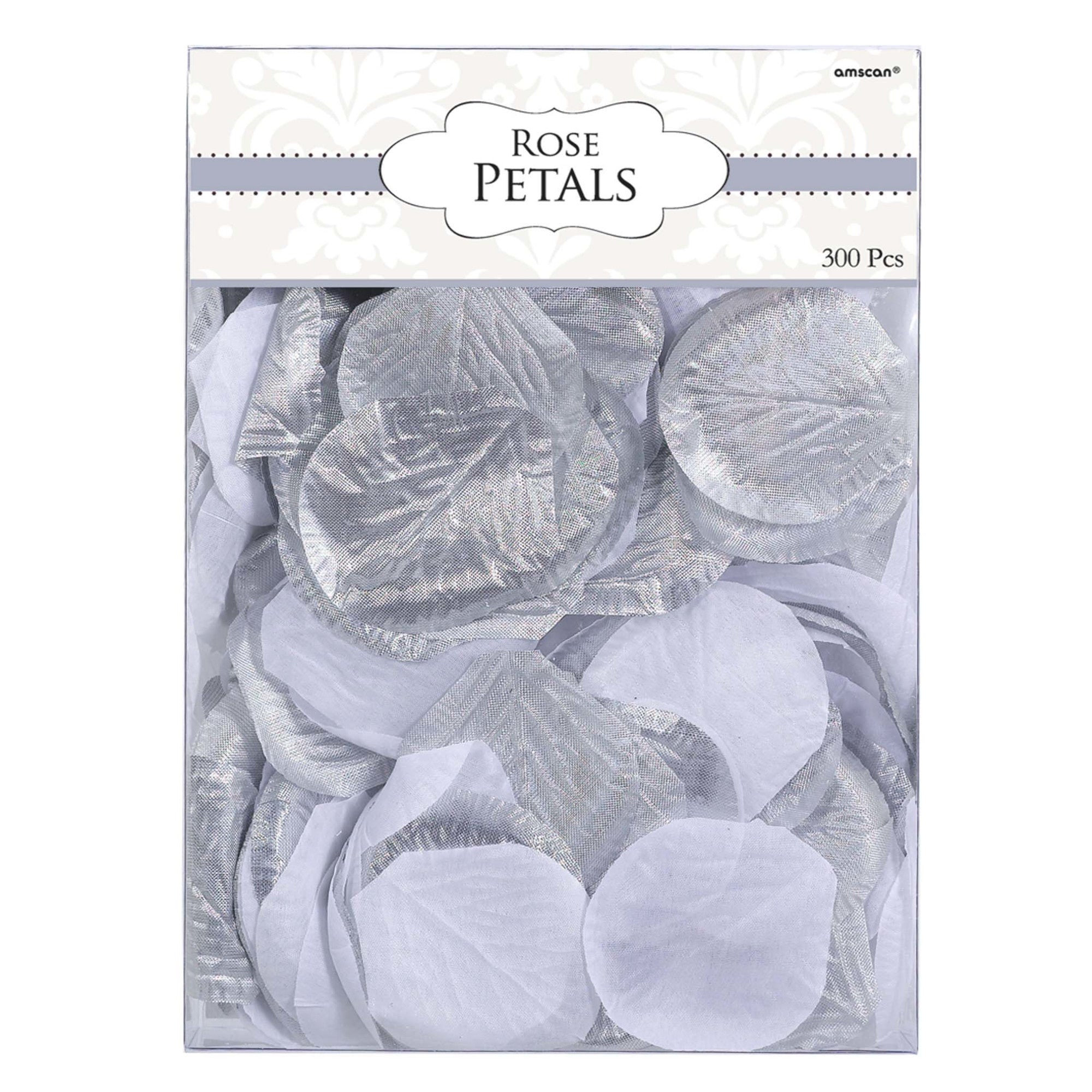 Silver/White Fabric Confetti Petals 2in, 300pcs