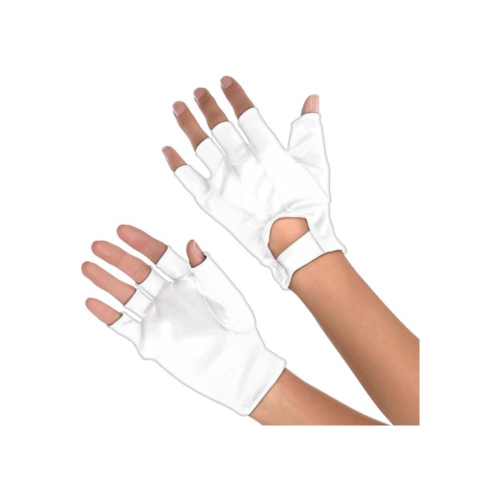 Adult White Fingerless Short Gloves