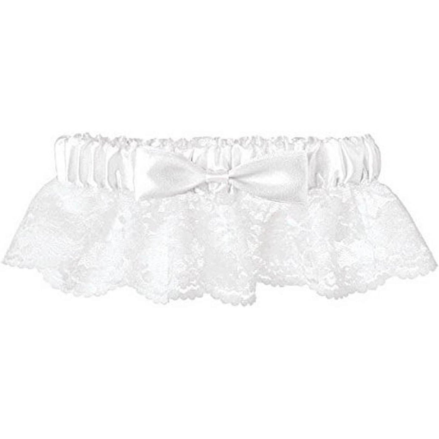 Adult Lace Garter With White Ribbon-One Size