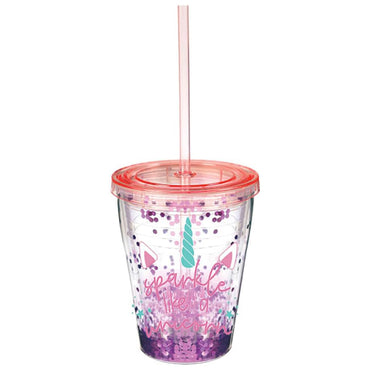 Enchanted Unicorn Plastic Tumbler with Confetti 12oz