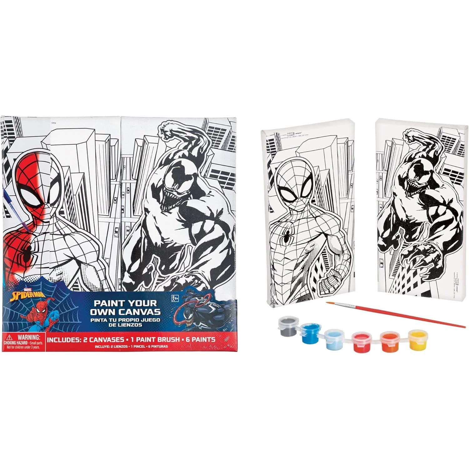 Marvel Spiderman Colour Your Own Canvas Set 2pcs