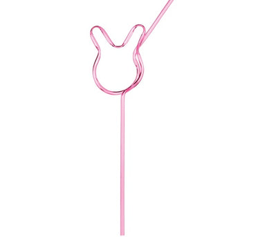 Easter Pink Bunny Shaped Fun Plastic Straw