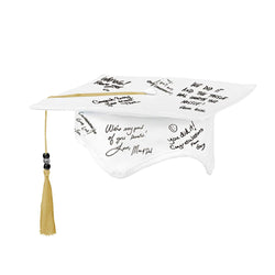 Autograph Fabric Graduation White Cap 7 in with Marker