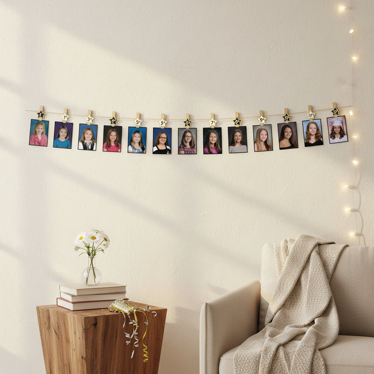 Graduation K-12 Customizable Photo Clip Hanging Garland Banner Decoration 3 ft