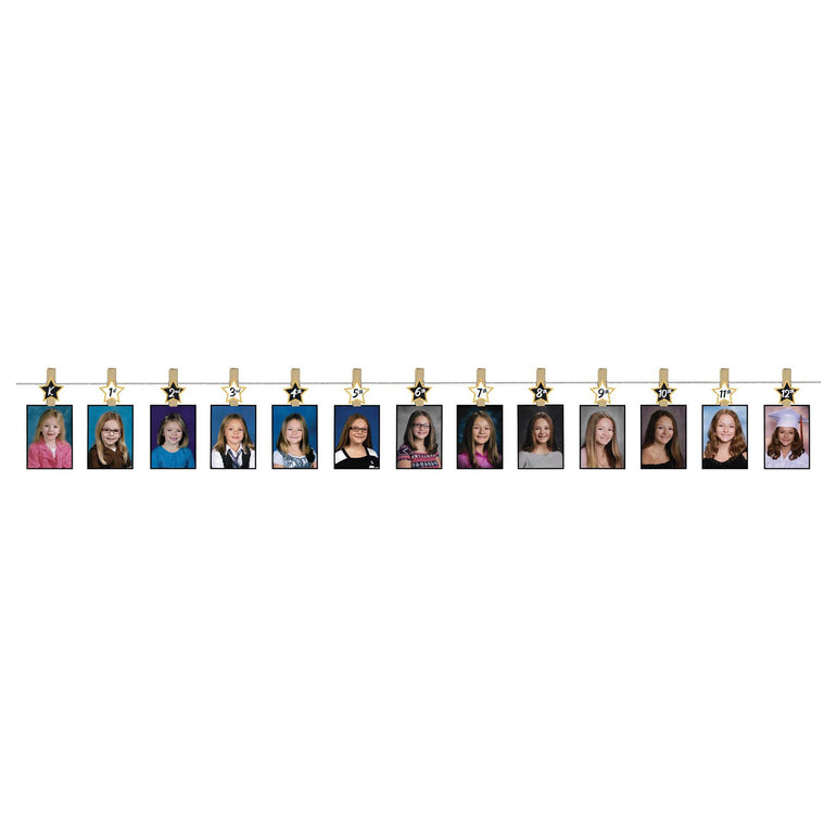 Graduation K-12 Customizable Photo Clip Hanging Garland Banner Decoration 3 ft