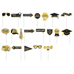 Fully Educated Graduation Paper & Plastic Photo Booth Sign Props 20 pcs