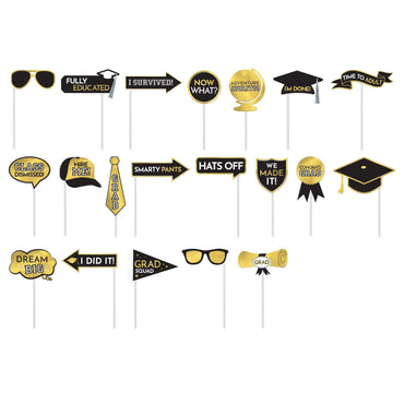 Fully Educated Graduation Paper & Plastic Photo Booth Sign Props 20 pcs