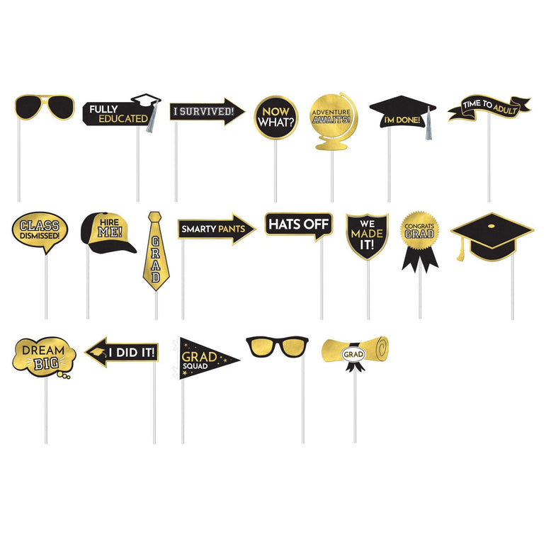 Fully Educated Graduation Paper & Plastic Photo Booth Sign Props 20 pcs
