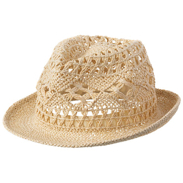 Summer Open Weave Adult Straw Fedora Hat