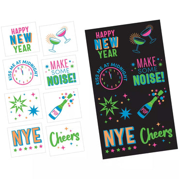 New Years Glow In The Dark Tattoos 6pcs