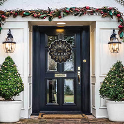 Happy New Year Hot Stamped Hanging Sign 12.5in x 12.2in