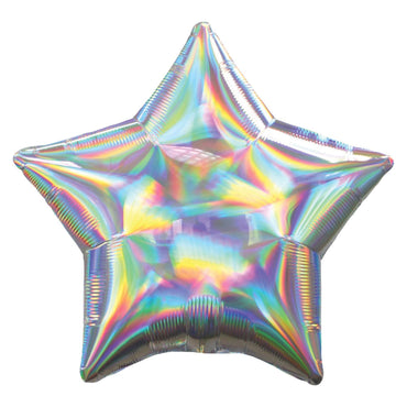 Silver Iridescent Star Holographic Foil Balloon 45cm