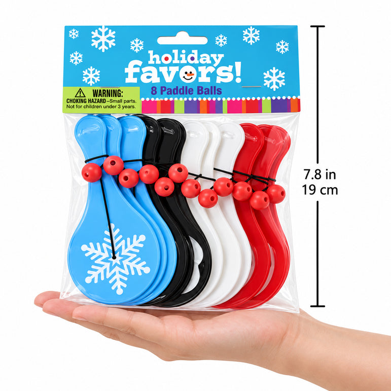 Christmas Paddle Ball Favors 12pcs