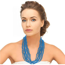 Metallic Royal Blue Necklaces 8pcs