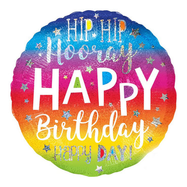 Hip Hip Hooray Birthday Round Foil Balloon 45cm