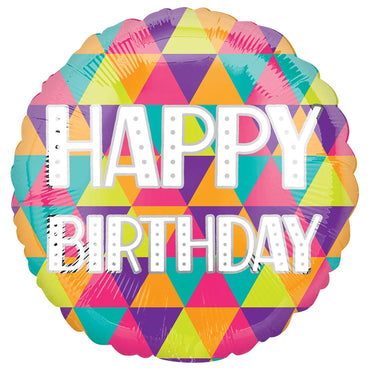 Colorful Triangles Happy Birthday 18in