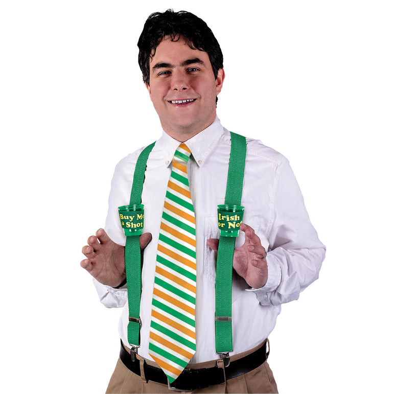 St. Patrick's Day Shot Glass Suspenders