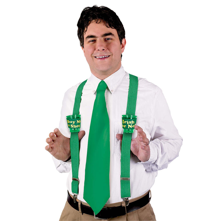 St. Patrick's Day Shot Glass Suspenders
