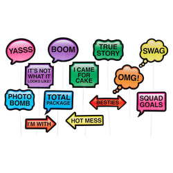 Photo Booth Trendy Phrases Photo Props 13pcs