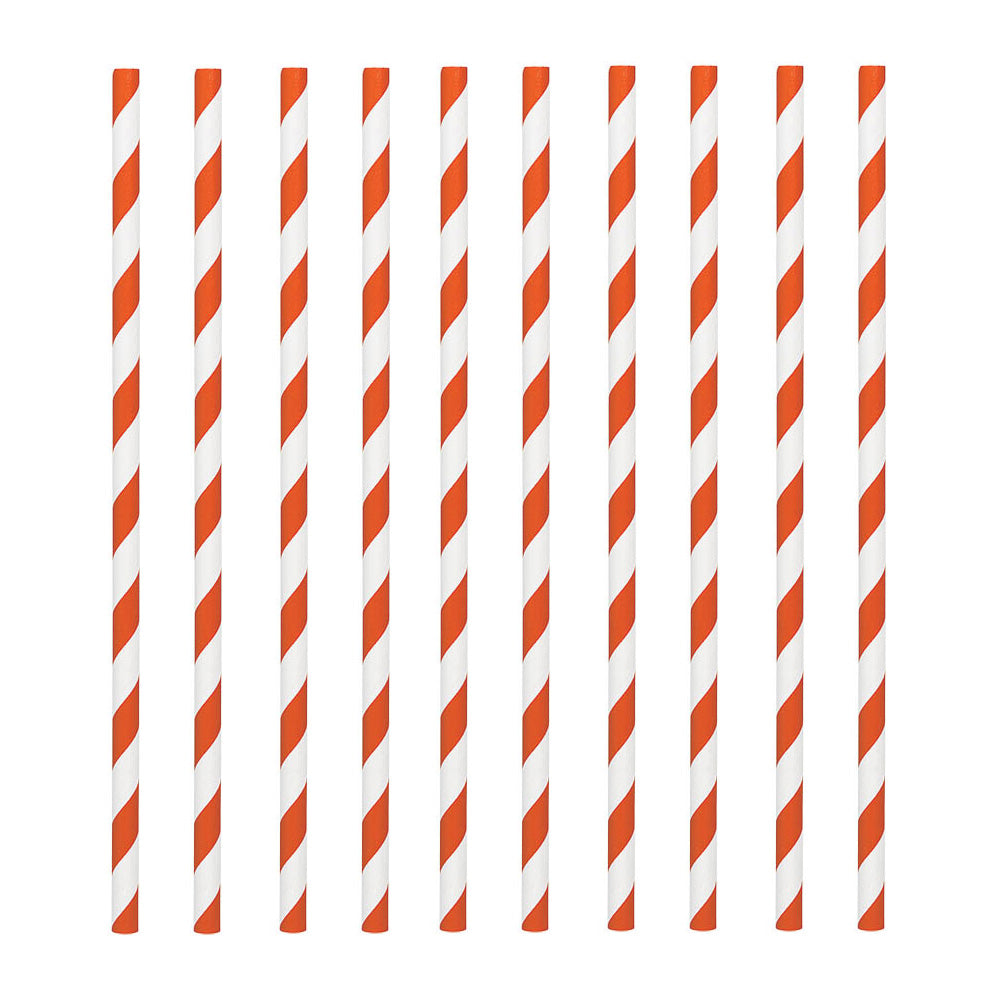 Orange Paper Straws 24pcs
