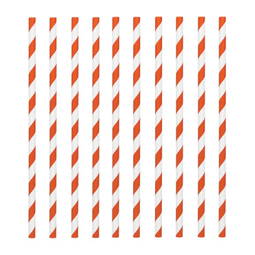 Orange Paper Straws 24pcs