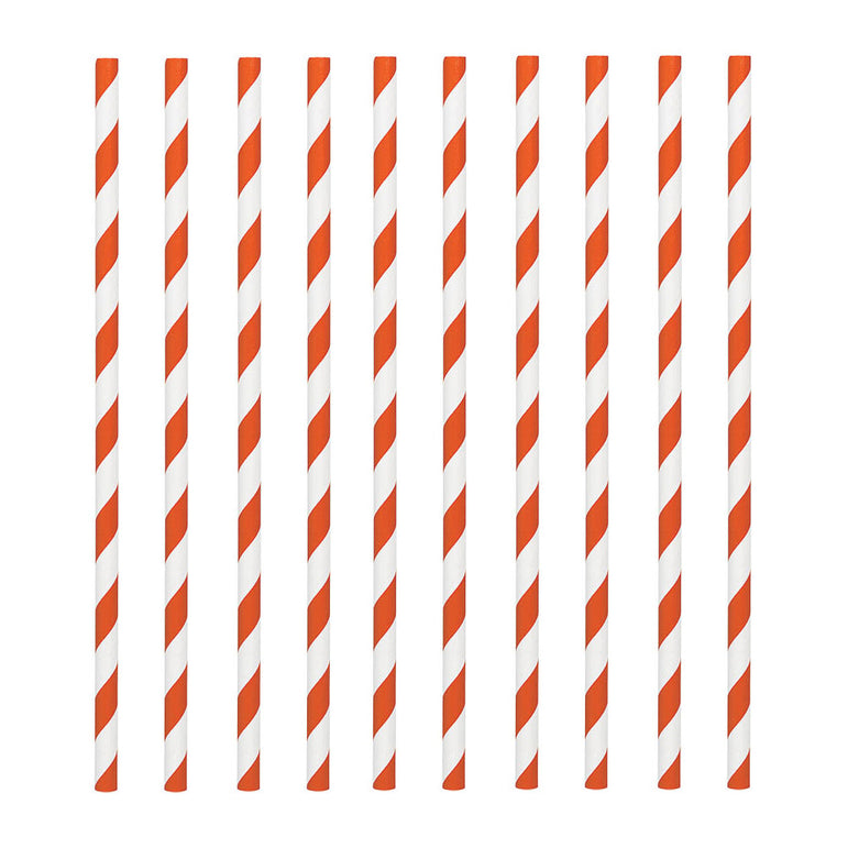 Orange Paper Straws 24pcs