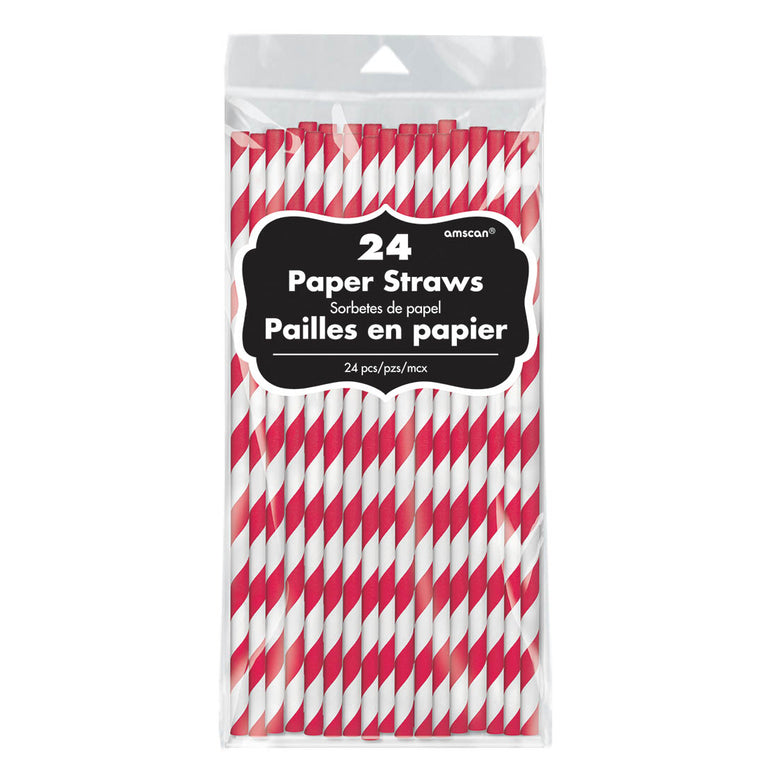 Apple Red Paper Straw 24pcs
