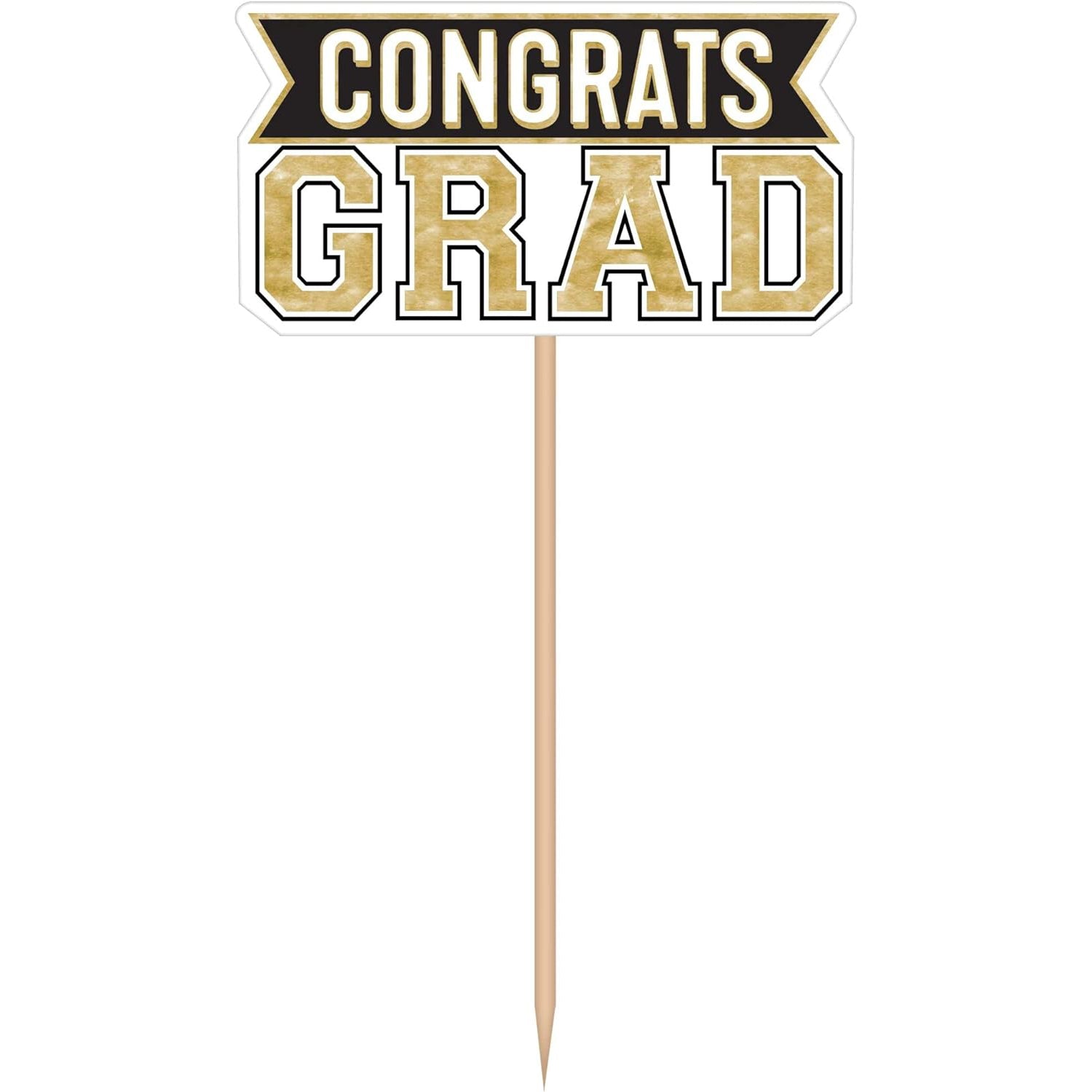 Congrats Grad Centerpiece Wood Picks & Hot Stamped Paper 6pcs