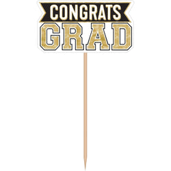 Congrats Grad Centerpiece Wood Picks & Hot Stamped Paper 6pcs