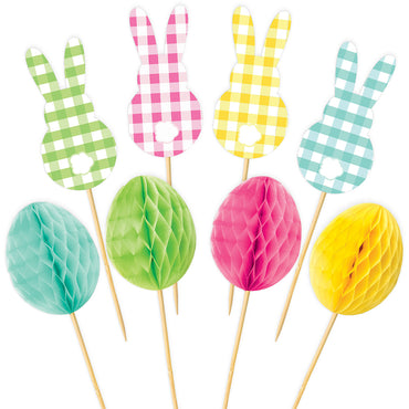 Easter Bunnies and Eggs Food Picks 16pcs