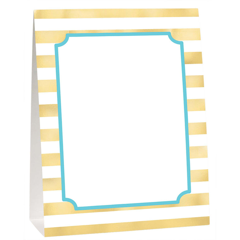 Decorative frame with gold stripes and a blue border on a white background