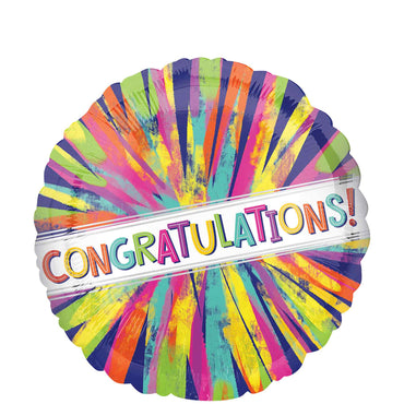Congrats Painterly Burst Foil Balloon 45cm