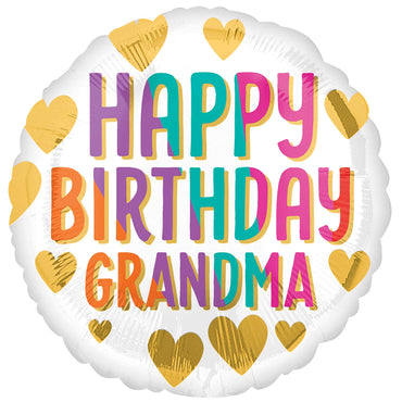 Happy Birthday Grandma Gold Hearts 18in