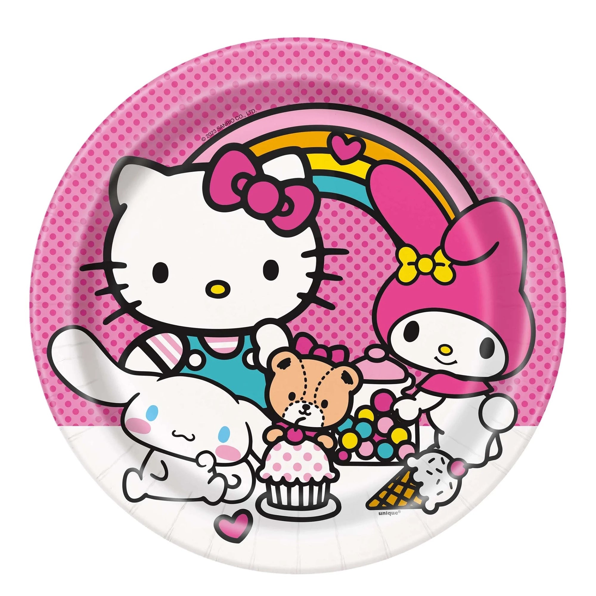 Hello Kitty & Friends Large Round Lunch Paper Plate 9in 8pcs