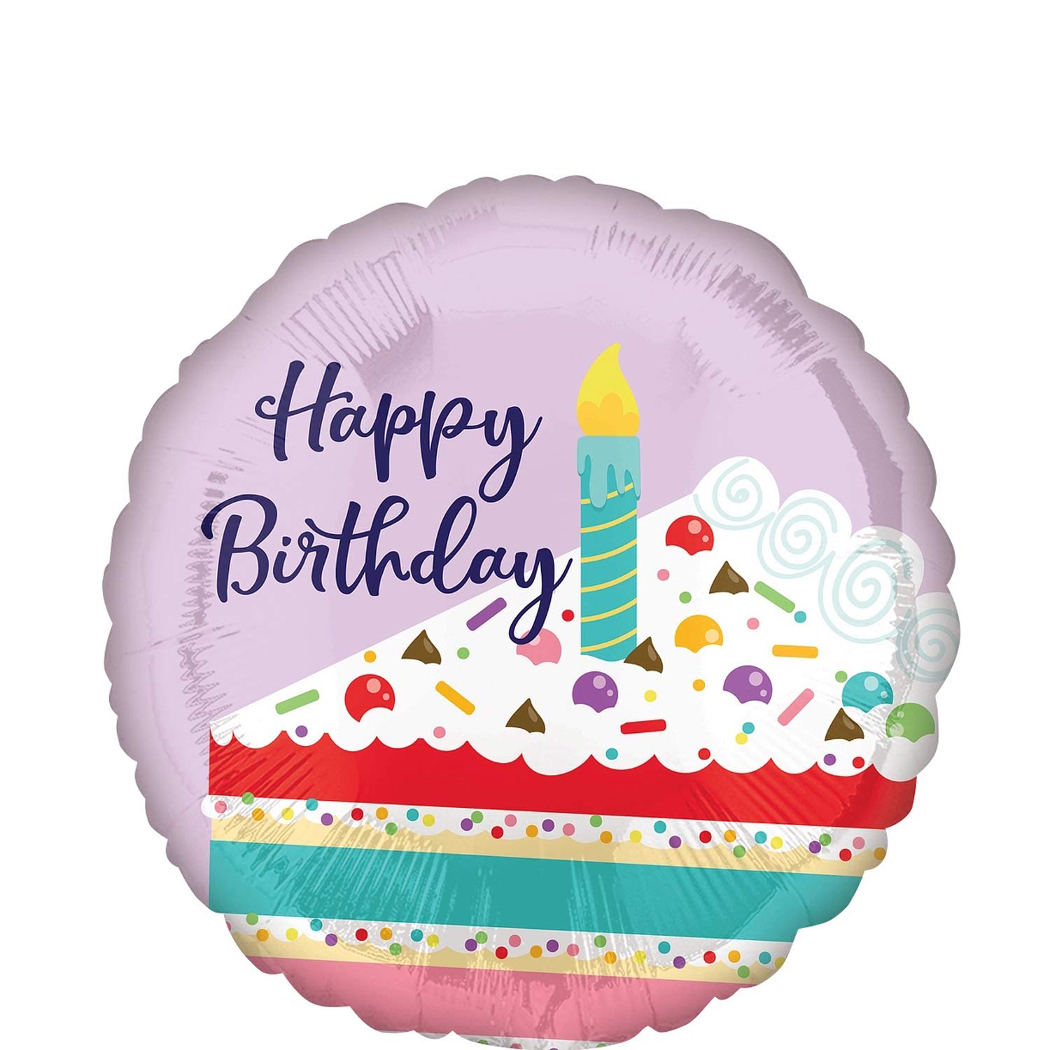 Happy Birthday Purple Confetti Cake Foil Balloon 45cm