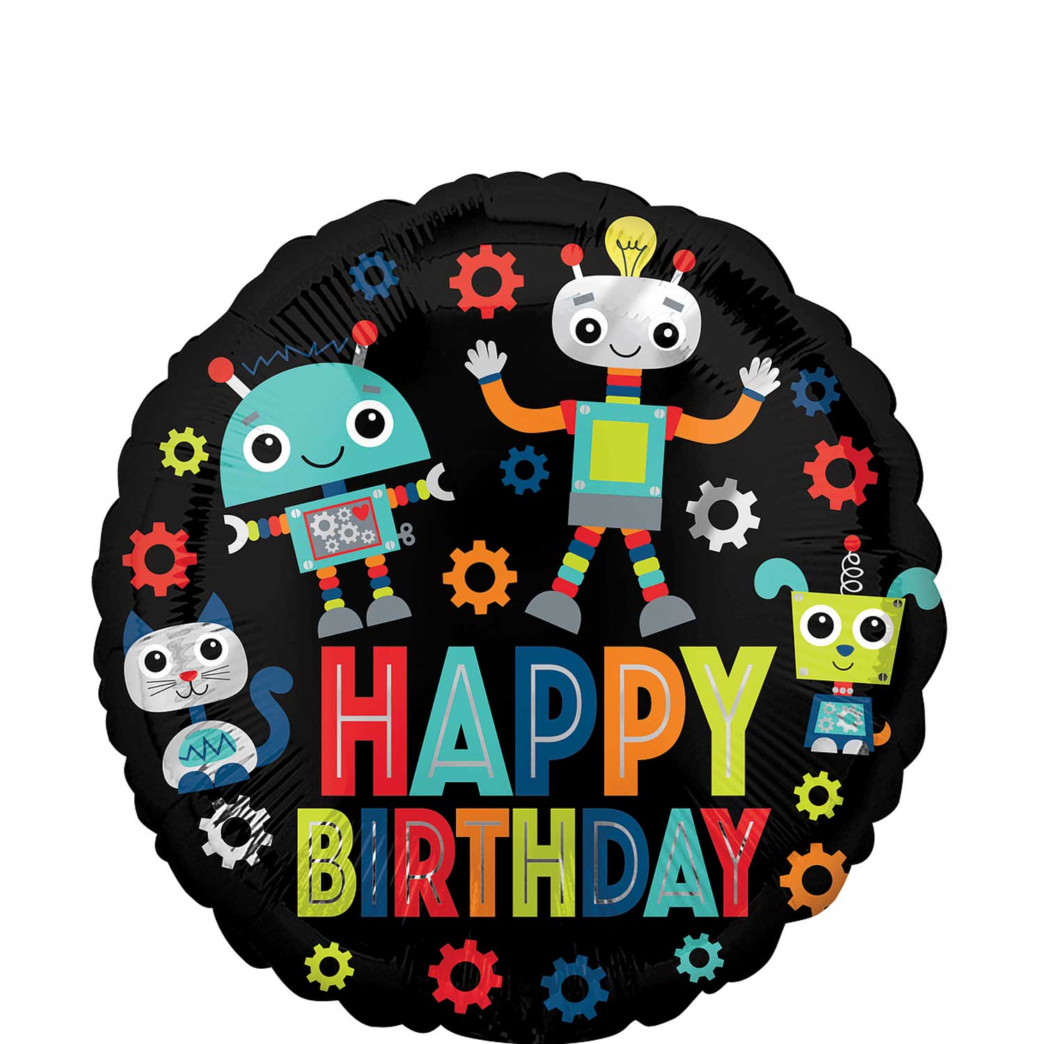 Birthday Robots Foil Balloon 45cm