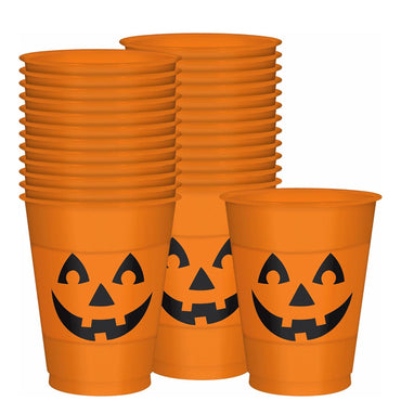 Pumpkin Plastic Cups 16oz, 25pcs