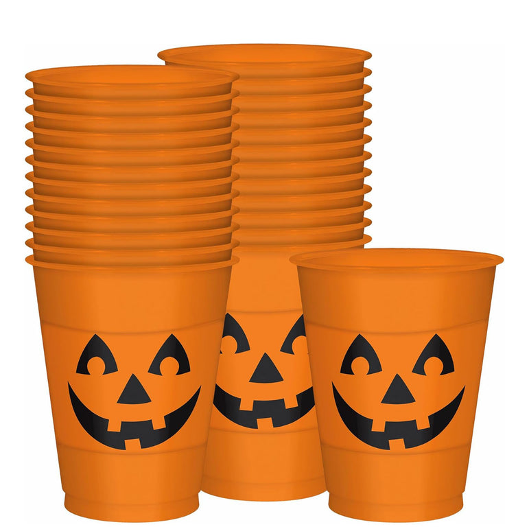 Pumpkin Plastic Cups 16oz, 25pcs