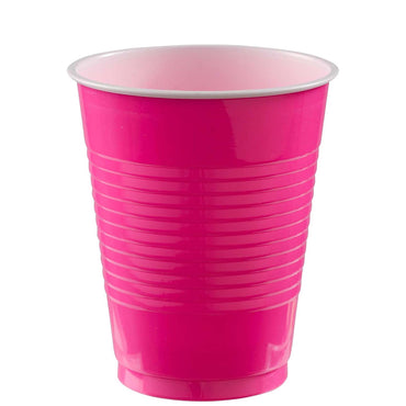 Bright Pink Plastic Cups 18oz 20pcs