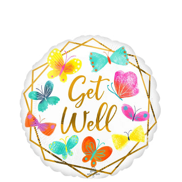 Get Well White & Gold Foil Balloon 45cm