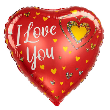 I Love You Glitter Jumbo Hearts Foil Balloon 28in