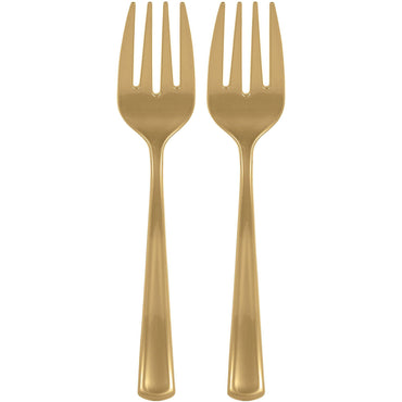 Gold Plastic Serving Forks 9.75in 2pcs