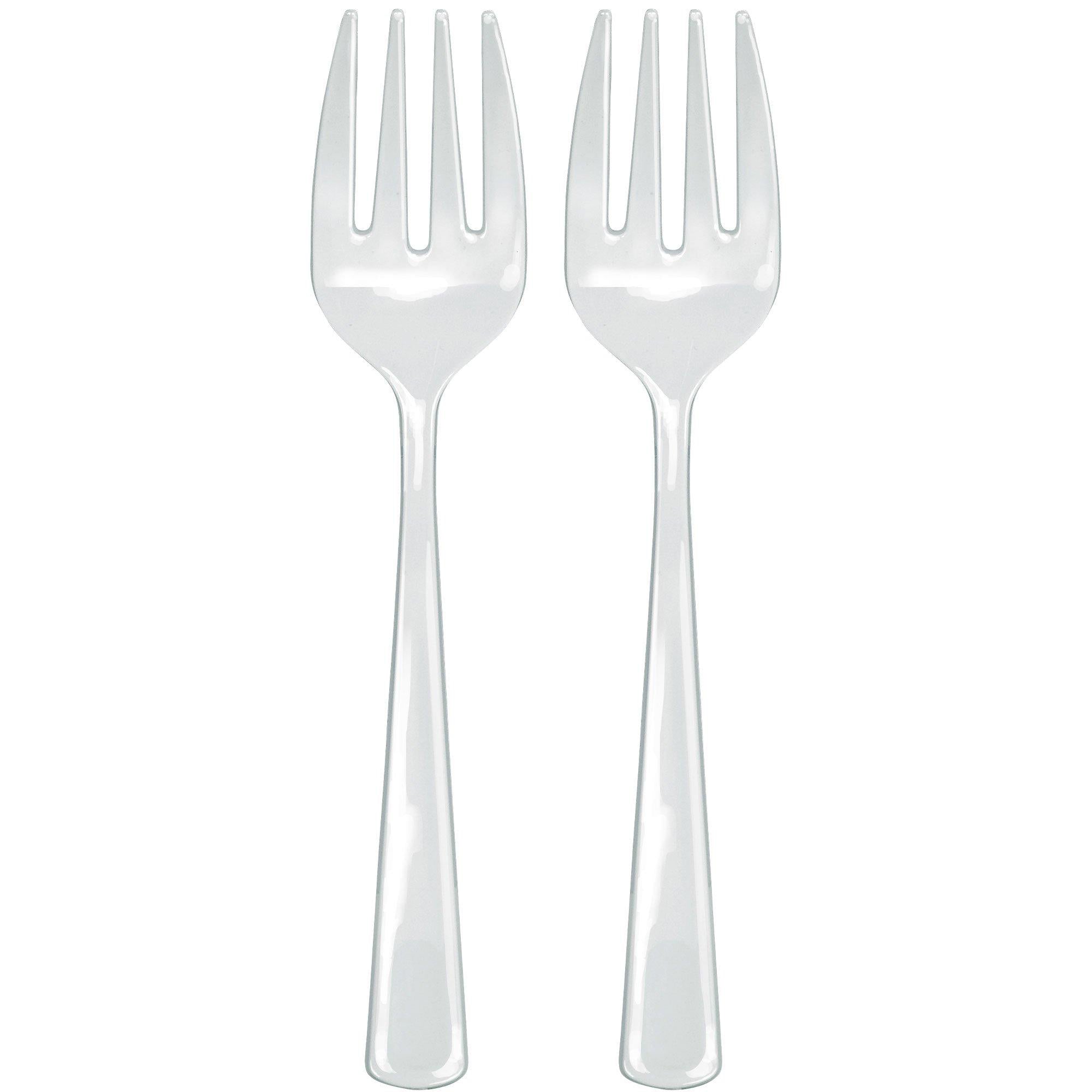 Clear Plastic Serving Forks 9.75in 2pcs